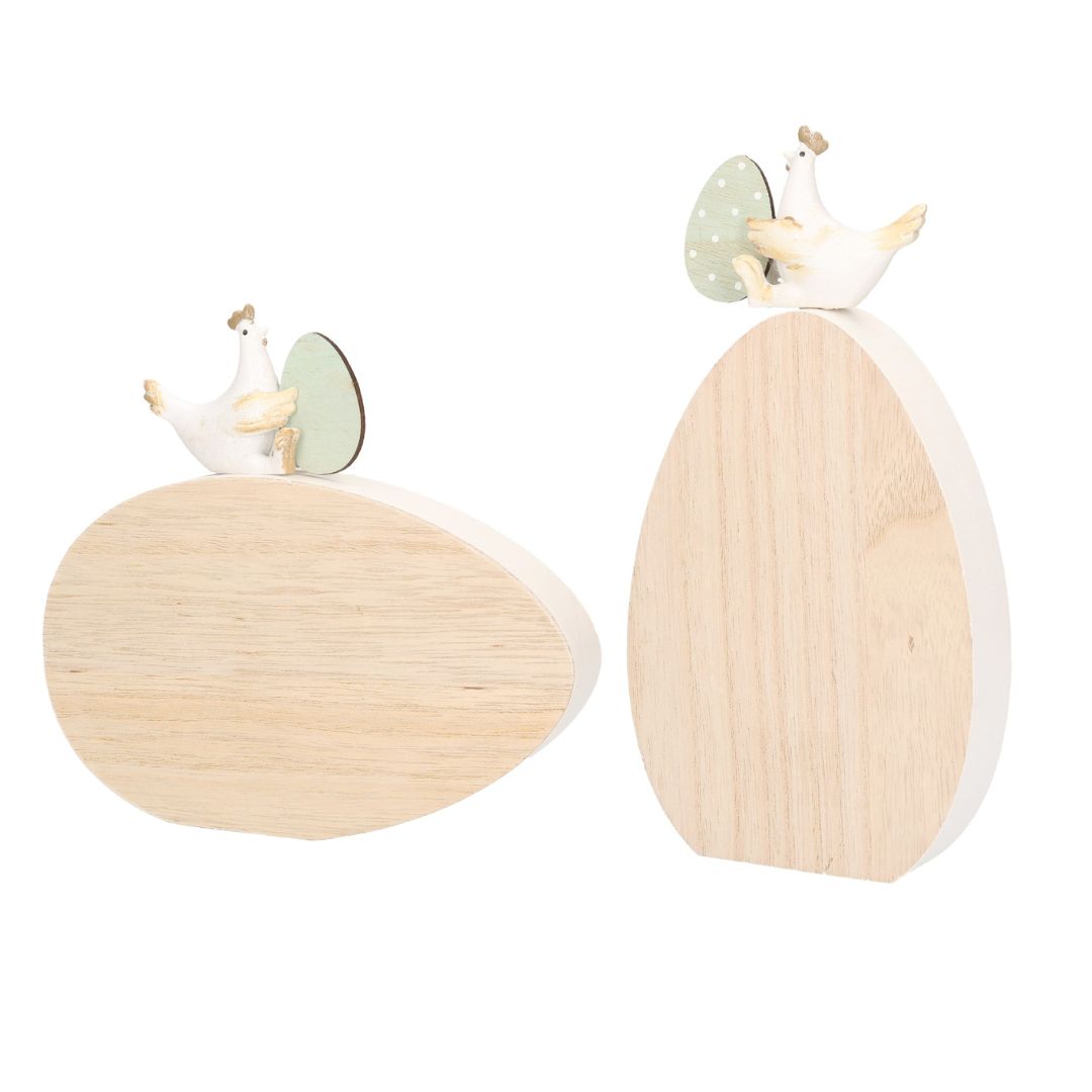 Figur Huhn auf Holz-Ei 2 Modelle