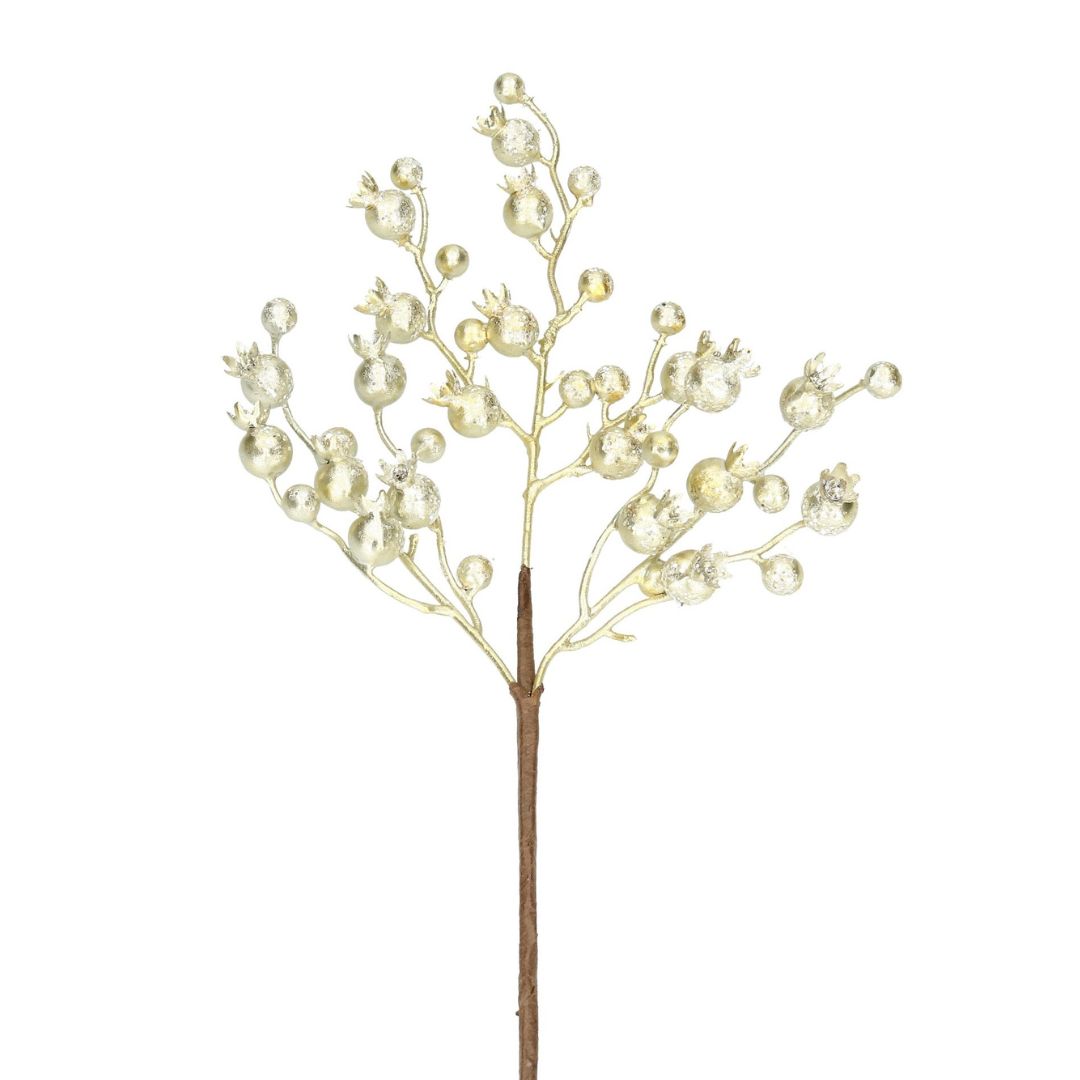 Zweig Beeren champagner-farbig 38 cm