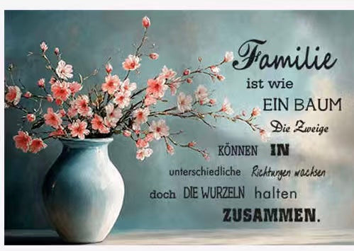 Bild MDF 40x30 cm Familie Baum Vase BL
