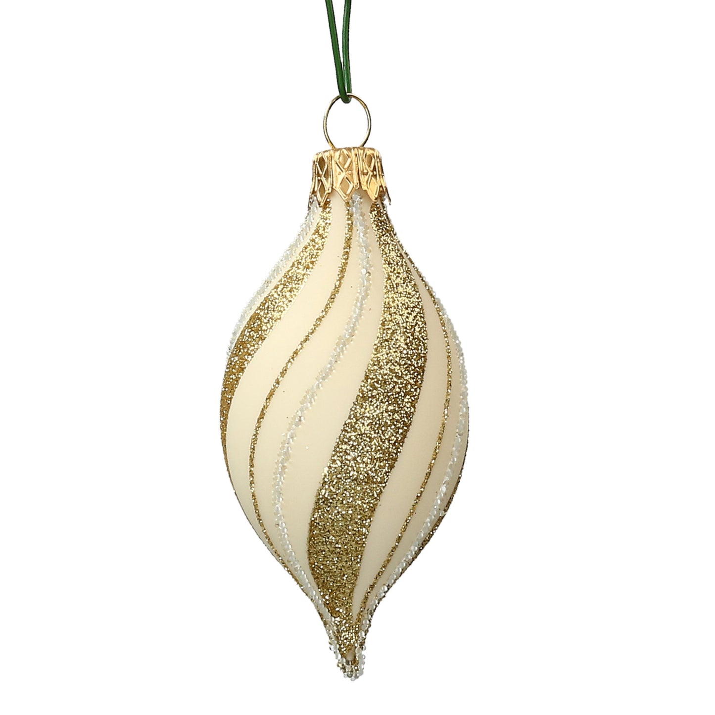 Kugel/ Tropfen creme gold Glas 6 cm Made in CZ