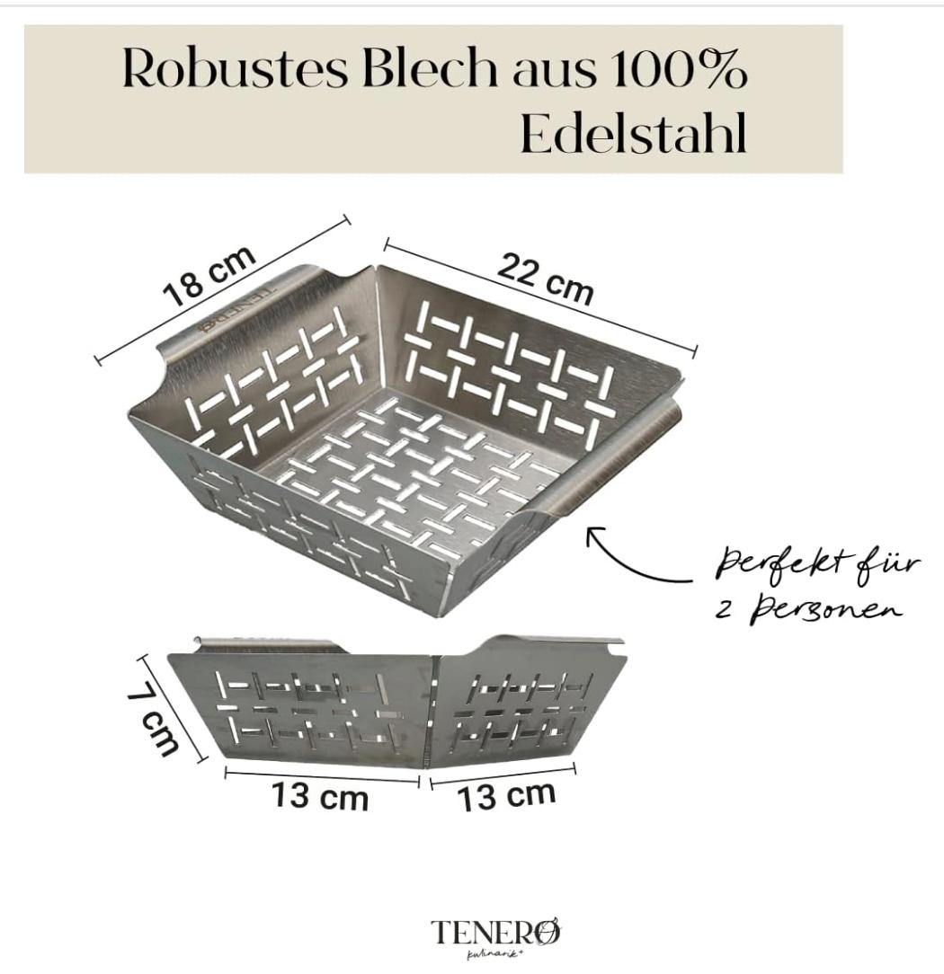 Grillkorb aus Edelstahl (22x18x7 cm)
