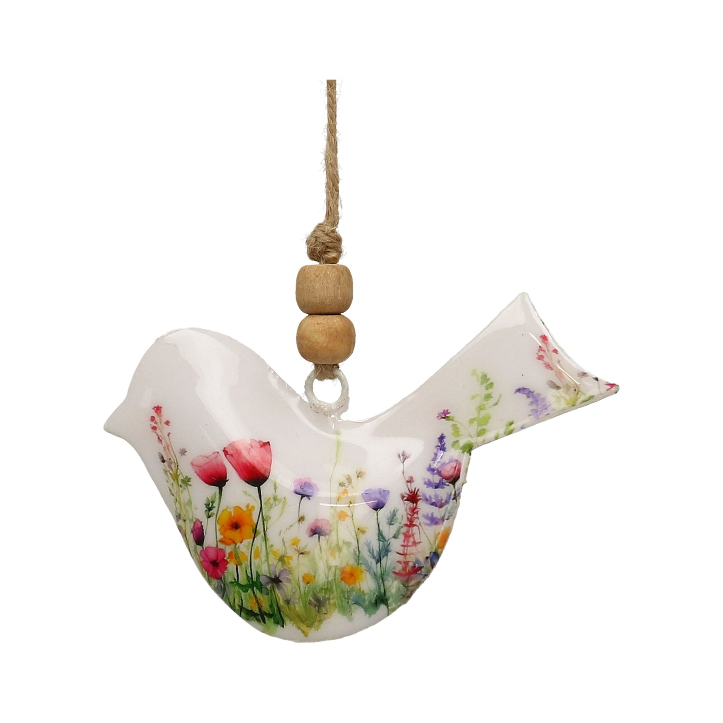 Vogel Metall weiß/Bl. 8x5cm