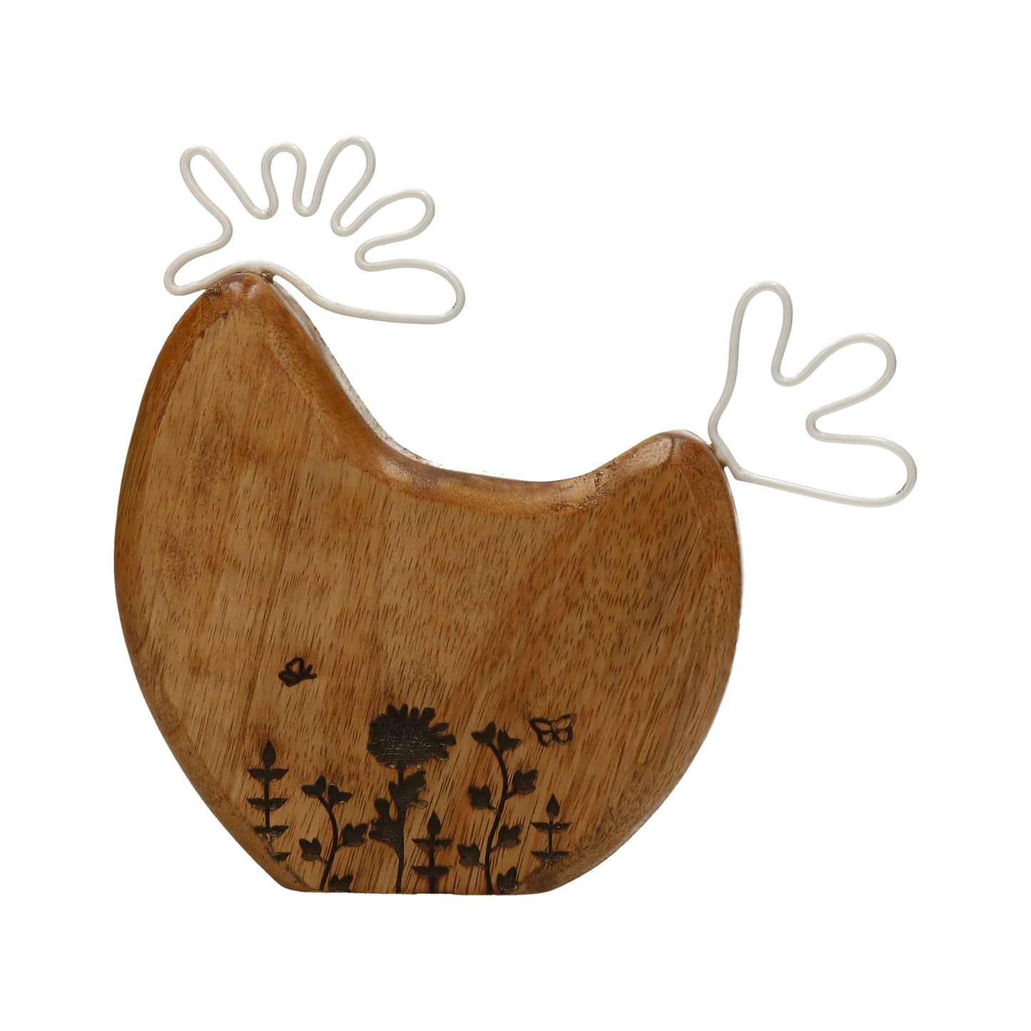 Huhn Holz/Met. 16x15 cm