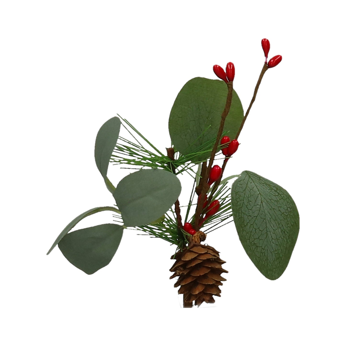 Pick mit Beeren, Zapfen und Eukalyptus (12 cm)