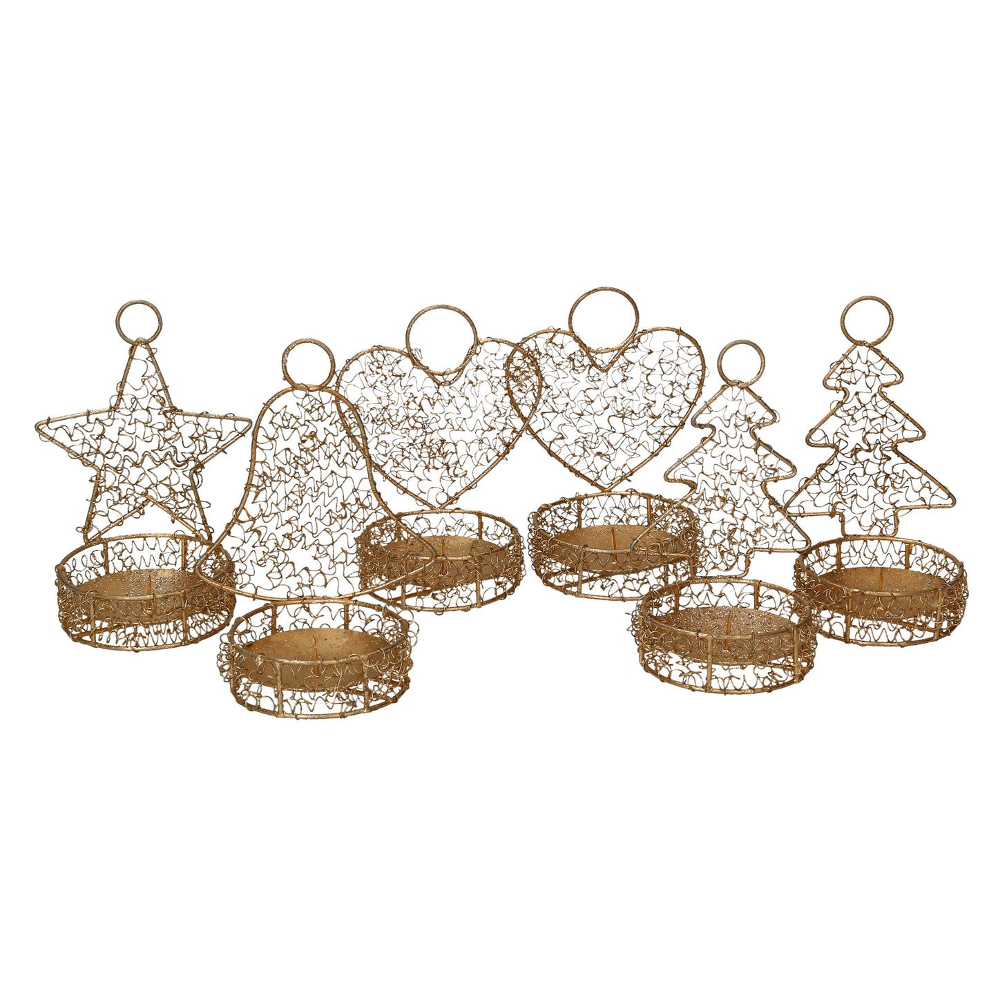Kerzenhalter Tanne/ Stern/Glocke/ Herz gold Metall