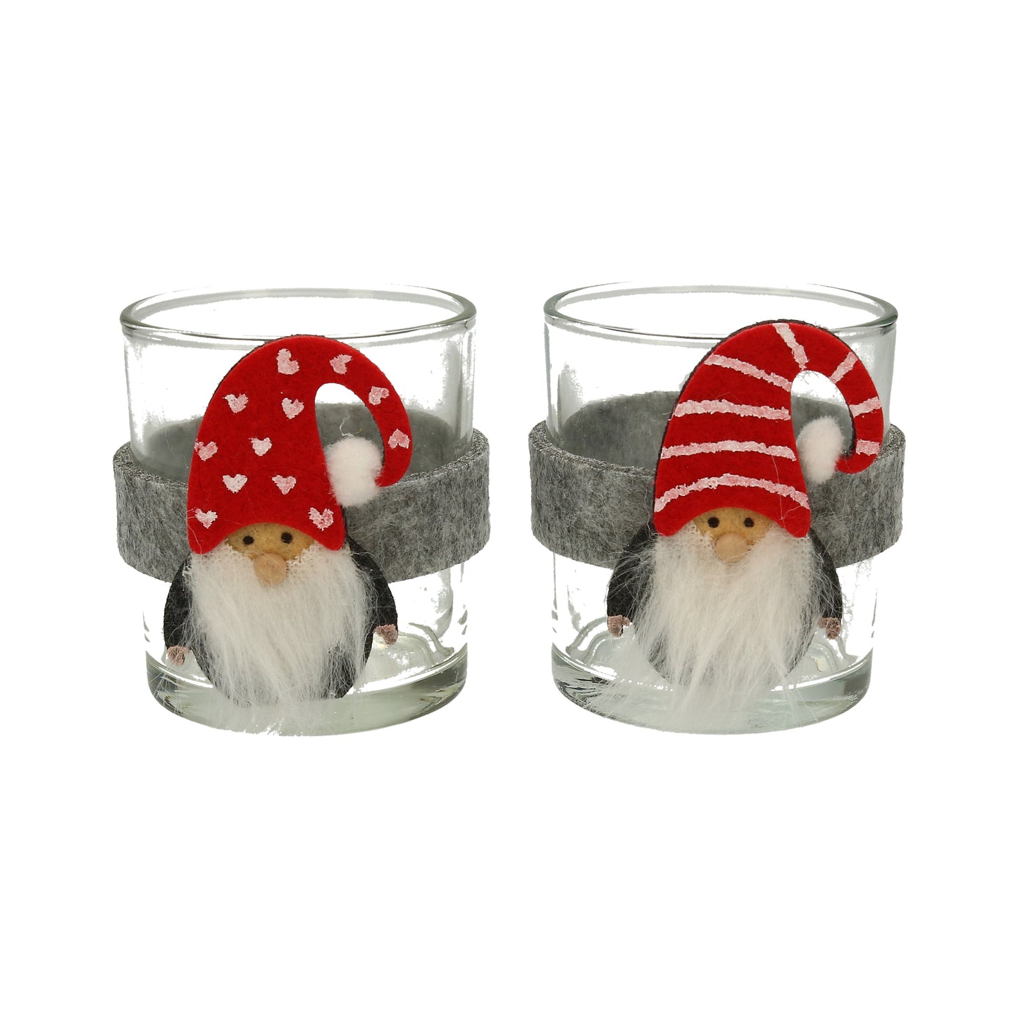 Windlicht Glas mit Wichtel 2 Mod.8 cm VE 12