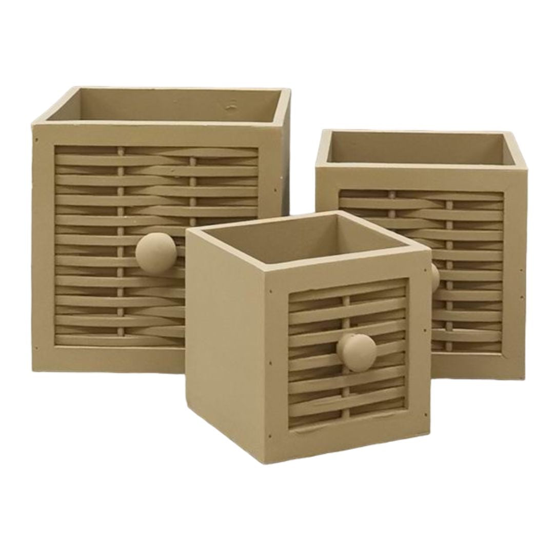 Schublade Box aus Holz 3er-Set hellbraun