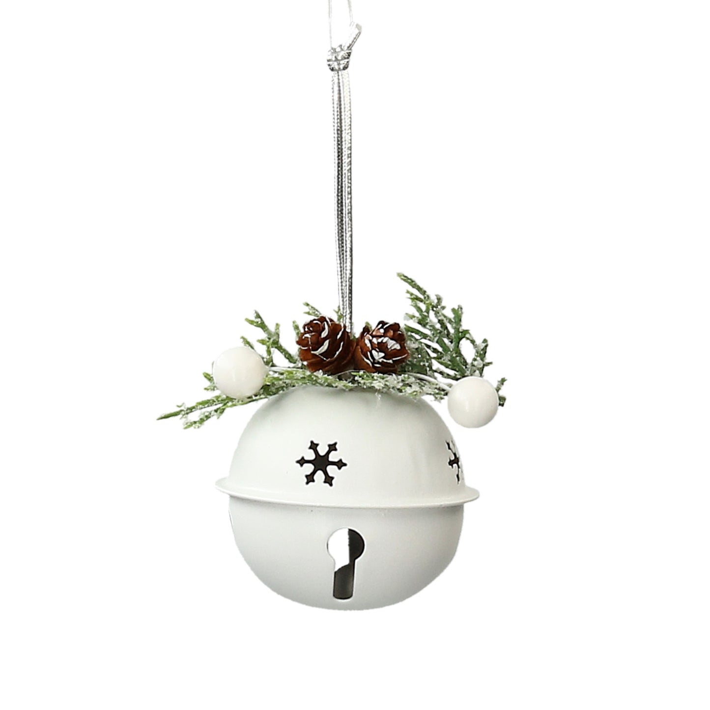 Hänger Glocke weihnachtlich weiß Metall 2 Größen