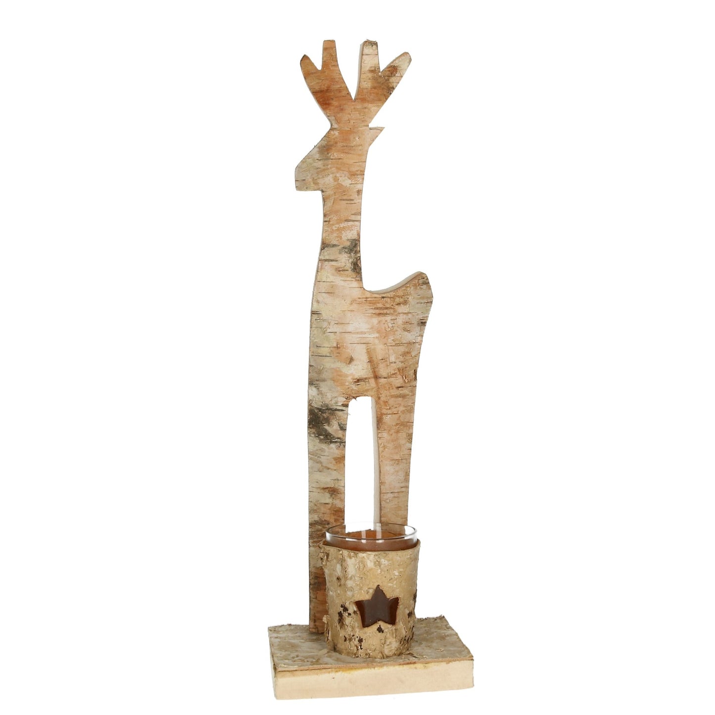 Teelicht Elch aus Birkenrinde mit Teelicht 40 cm