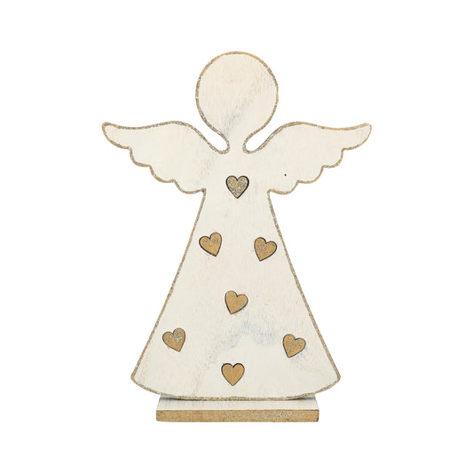 Figur Engel mit Herzen Holz 2 Größen