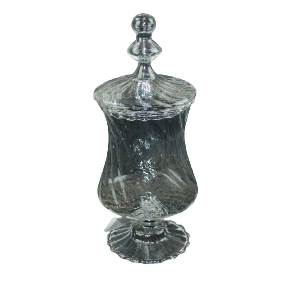 Glasdose mit Fuß und Deckel 14 oder 20 cm
