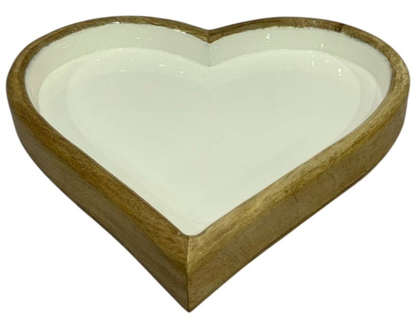 Herzschale Mangoholz, weiß gelackt 20x4 cm