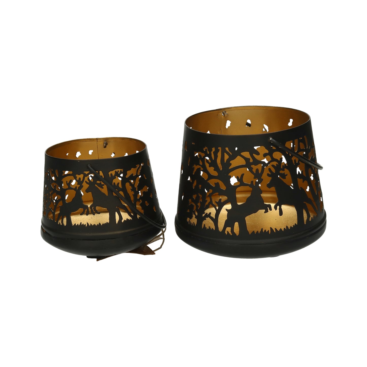 Windlicht Set schw./gold 10/13 cm