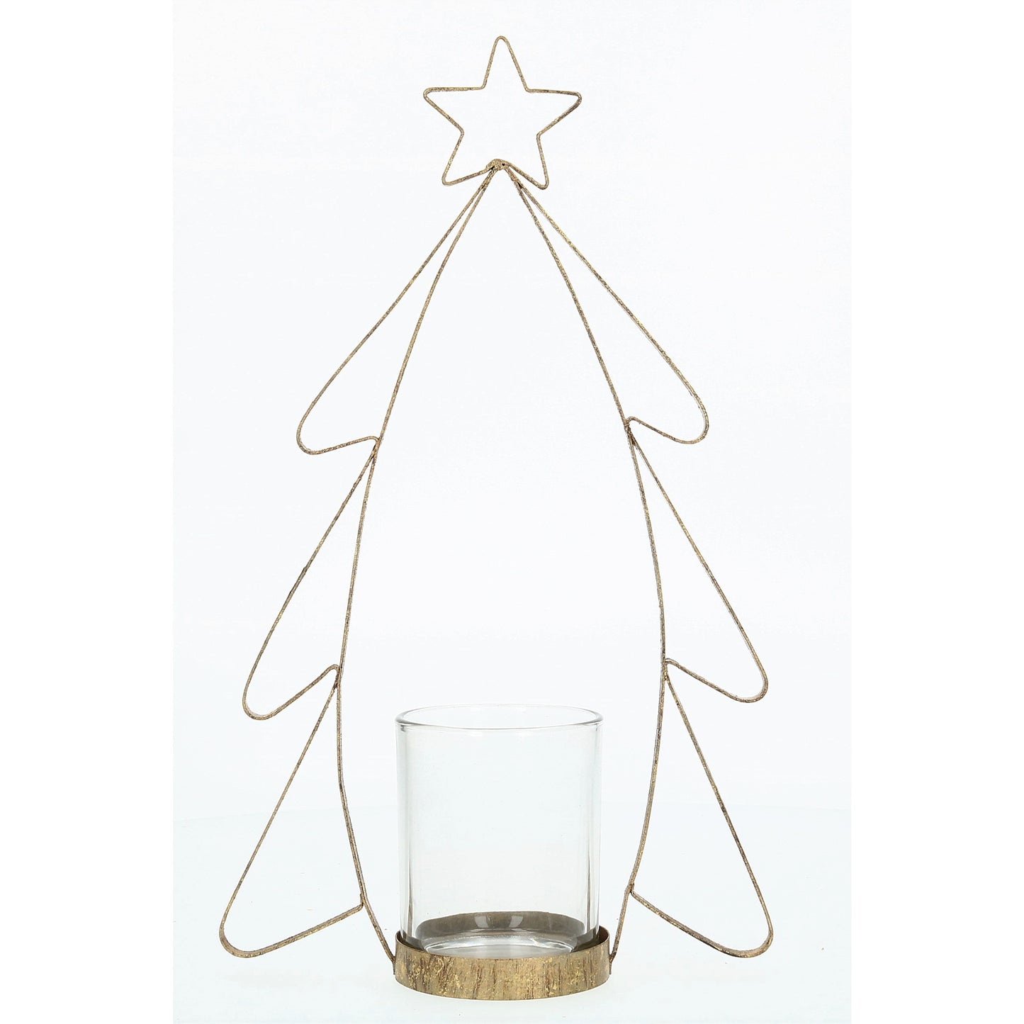 Teelicht Tannenbaum golden Metall 3 Größen