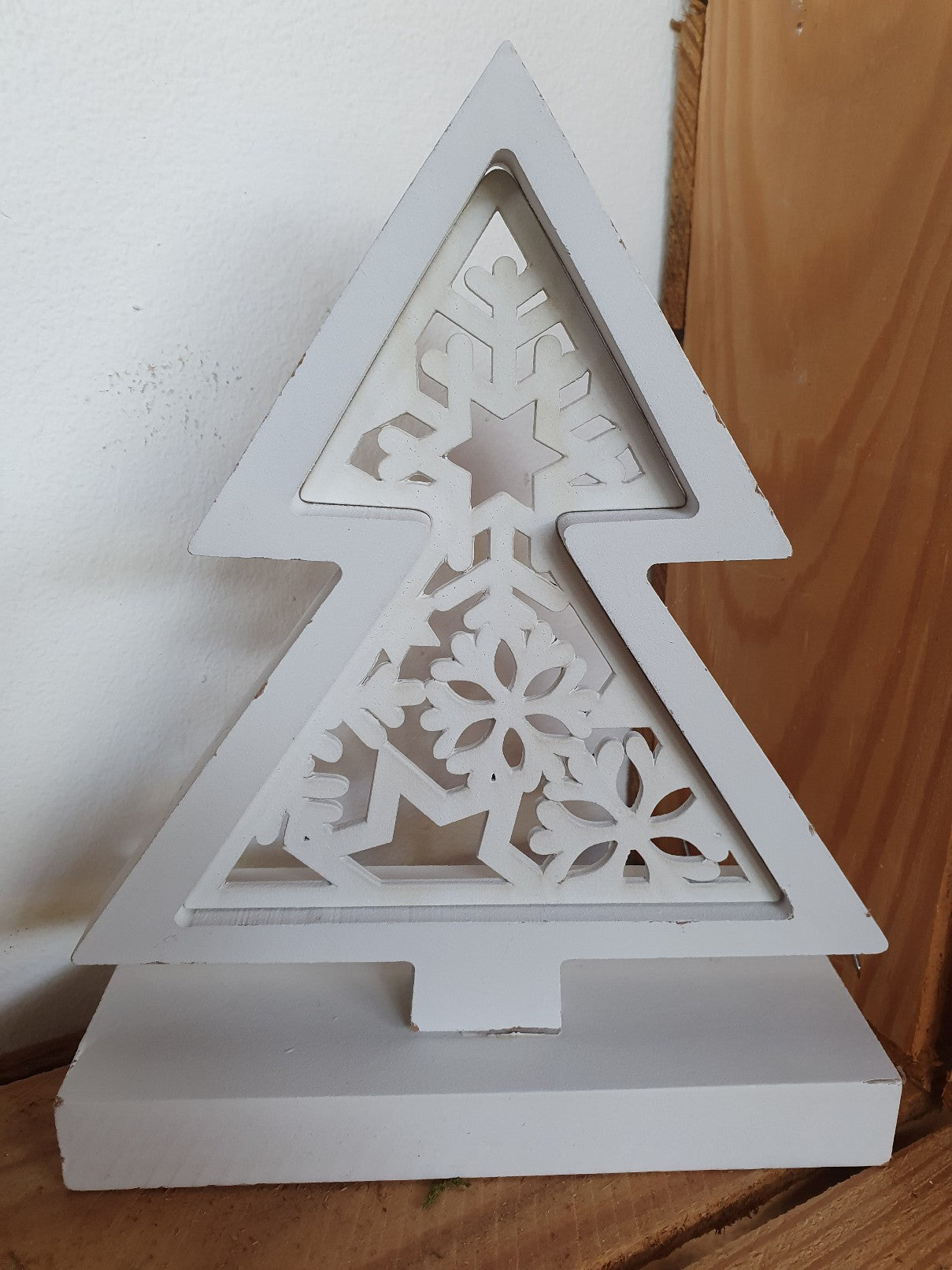 Baum Holz 20x20x2cm, weiß