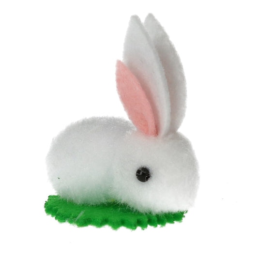 Figur Hase auf Gras weiß 6 cm
