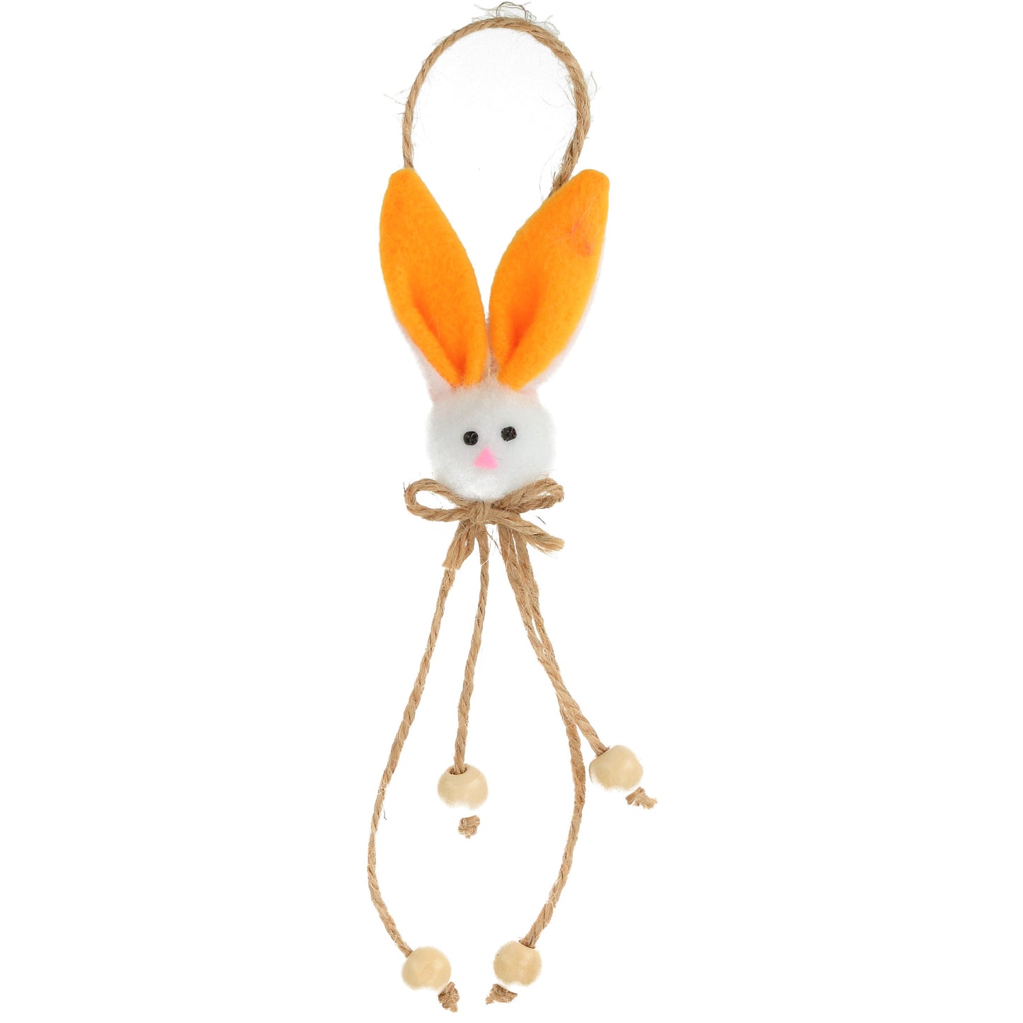 Hänger Hase mit Perlen weiß/gelb 22 cm