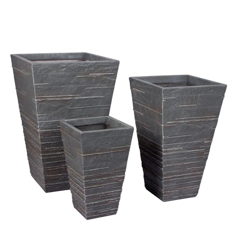 Pflanzkübel konisch grau 3er Set