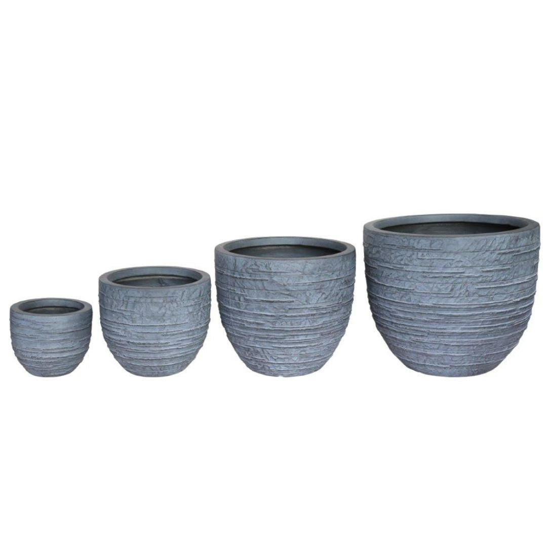 Pflanzkübel Topf rund grau 4er Set