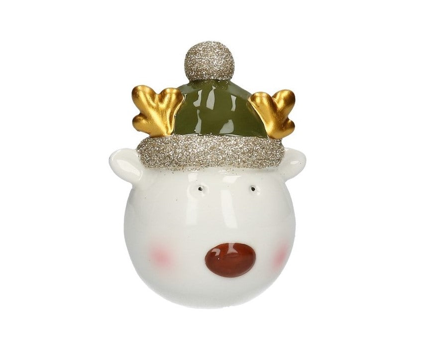 Figur Elchkopf mit goldenem Geweih Keramik 10 cm
