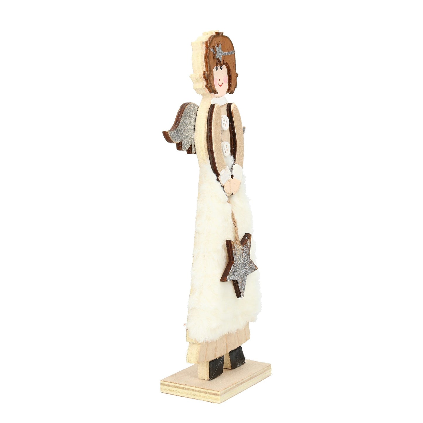 Figur Engel mit Fellrock Holz 2 Größen
