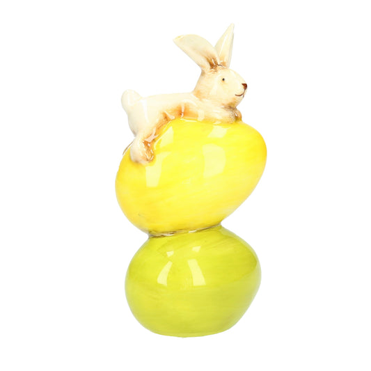 Figur Hase auf 2 Eiern Keramik 12 cm