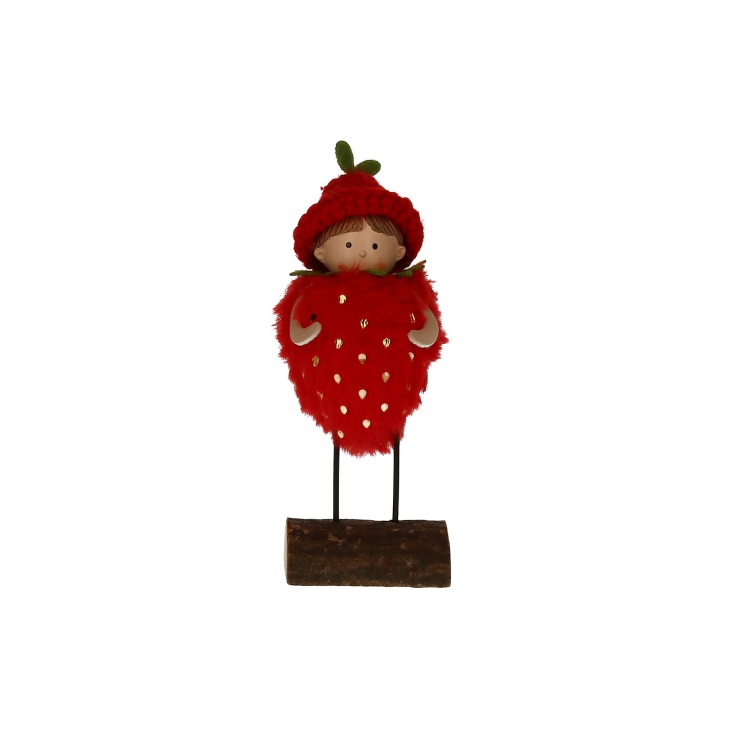 Figur Erdbeer-Junge auf Stamm rot 16 cm