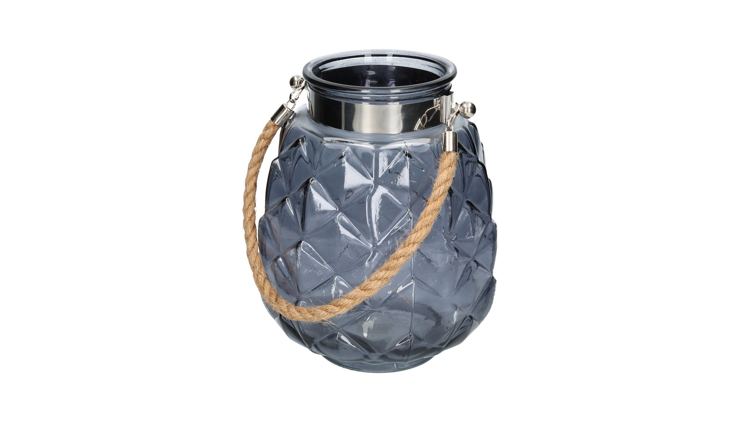 Glas rauchig mit Kordel 27x22cm