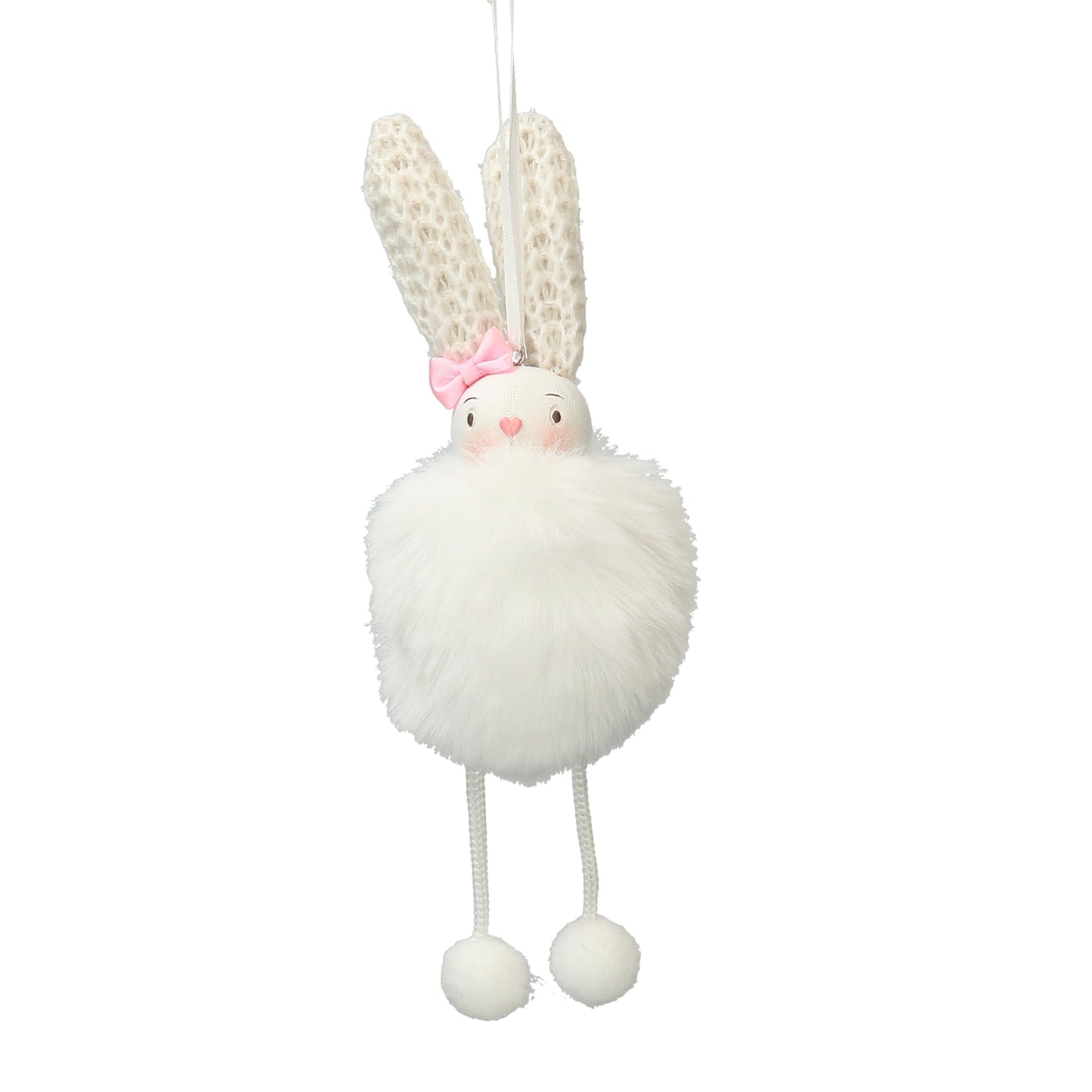 Hänger Hase mit Plüschkörper weiß 20 cm