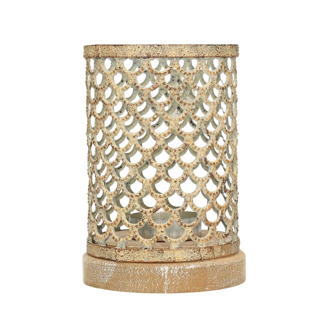 Windlicht "antik" gold Glitter 17 cm