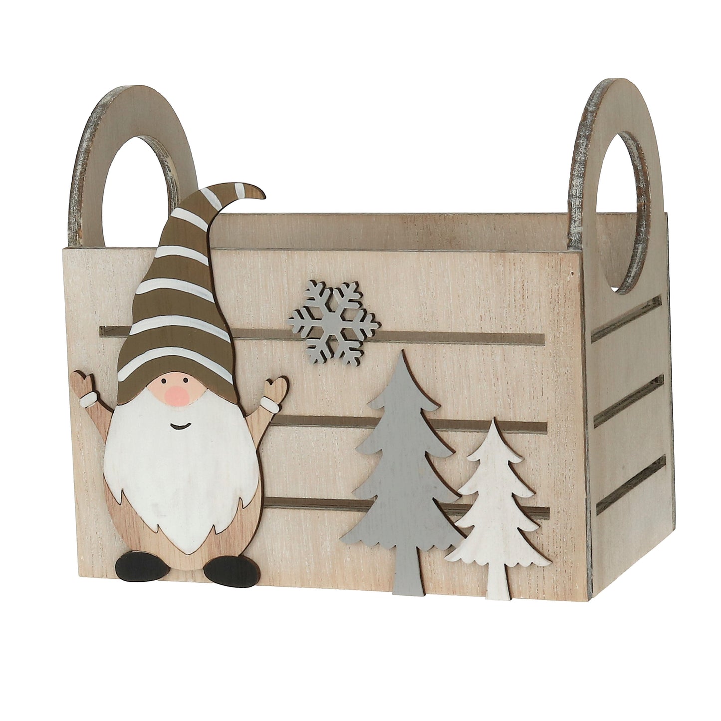 Holzkiste Wichtel mit Griffen 16 cm