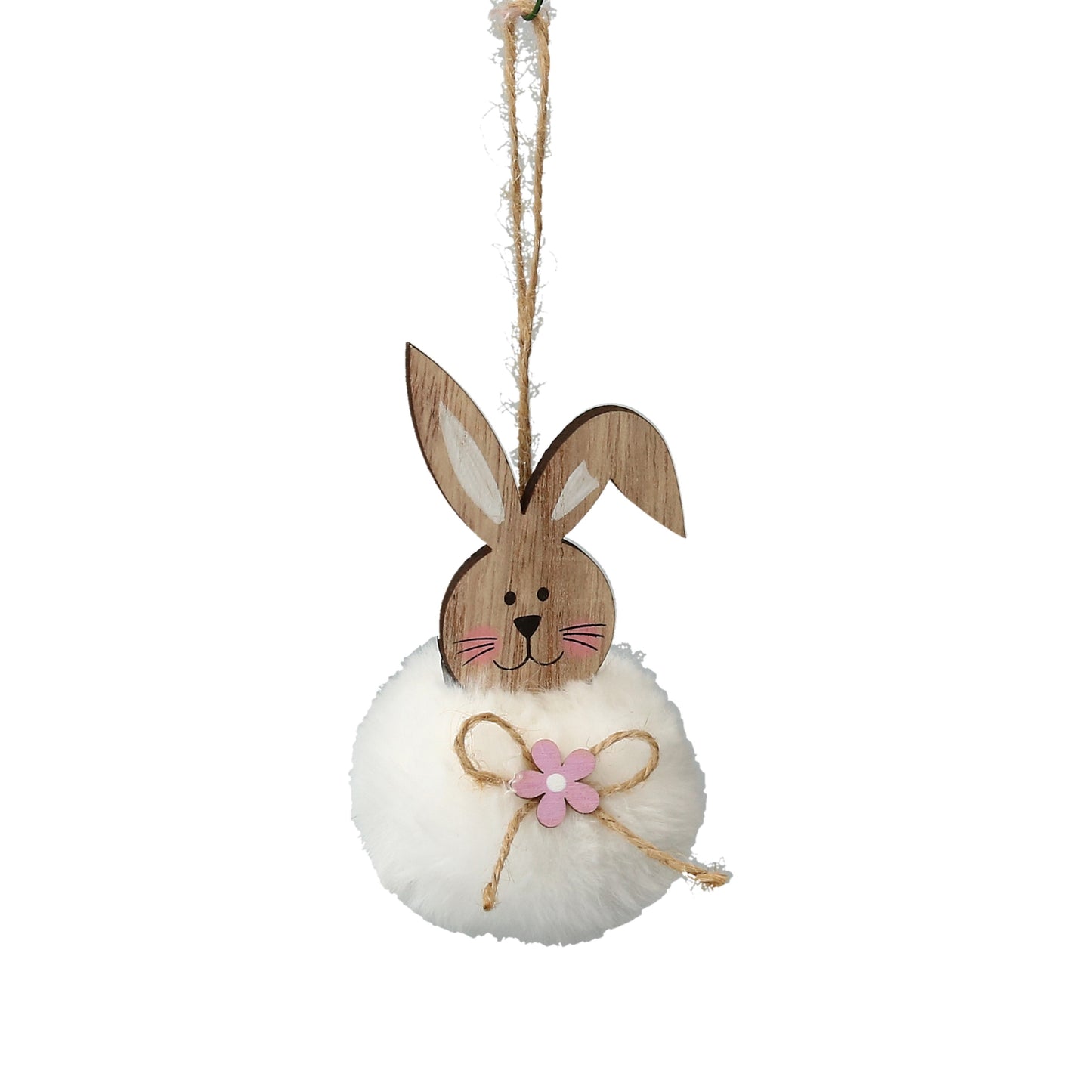 Hänger Hase Plüschkugel weiß 12 cm