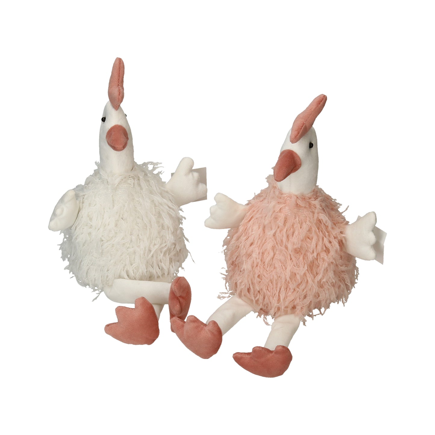 Figur Huhn weiß/rosé Textil 31 cm