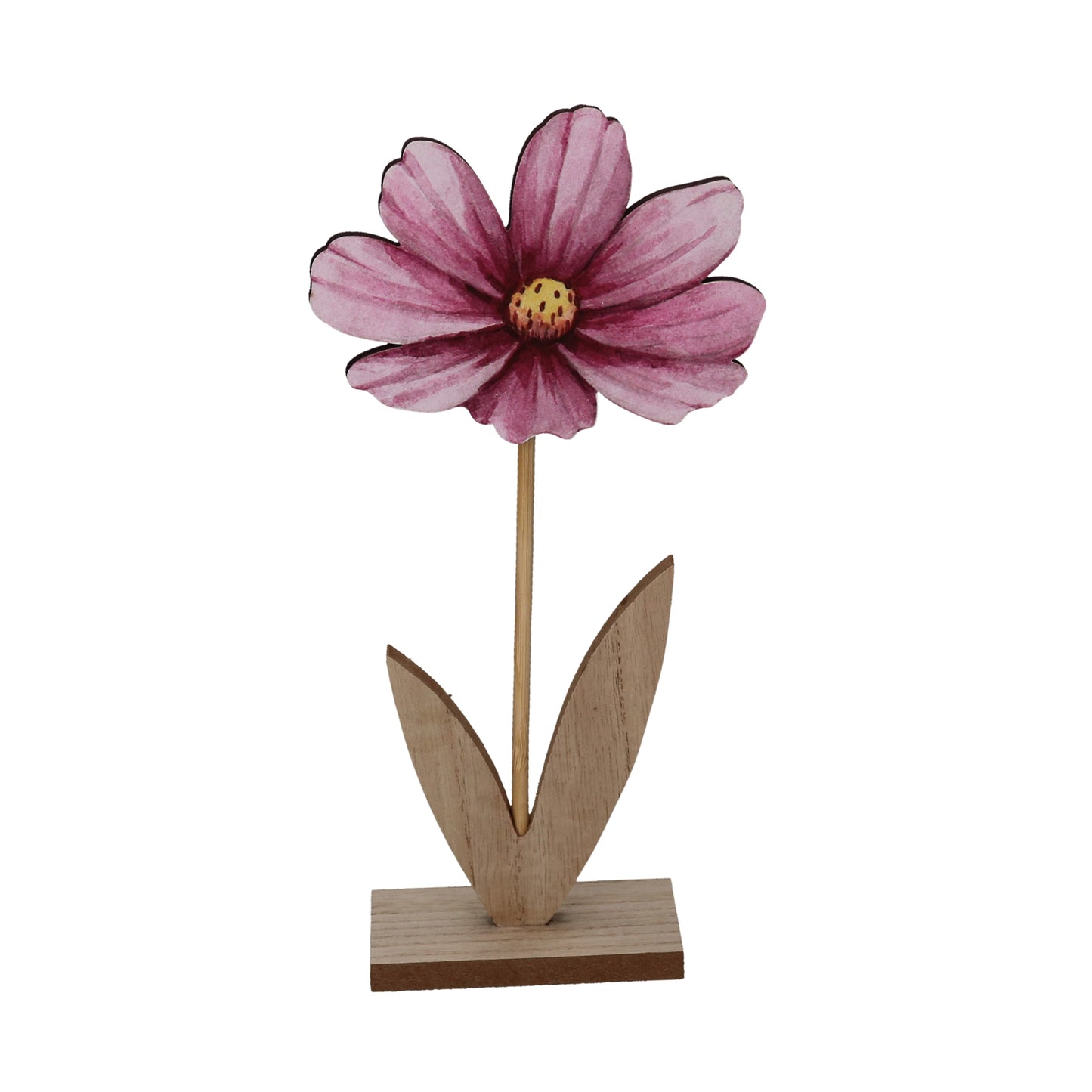 Figur Blume auf Sockel pink Holz 25 cm