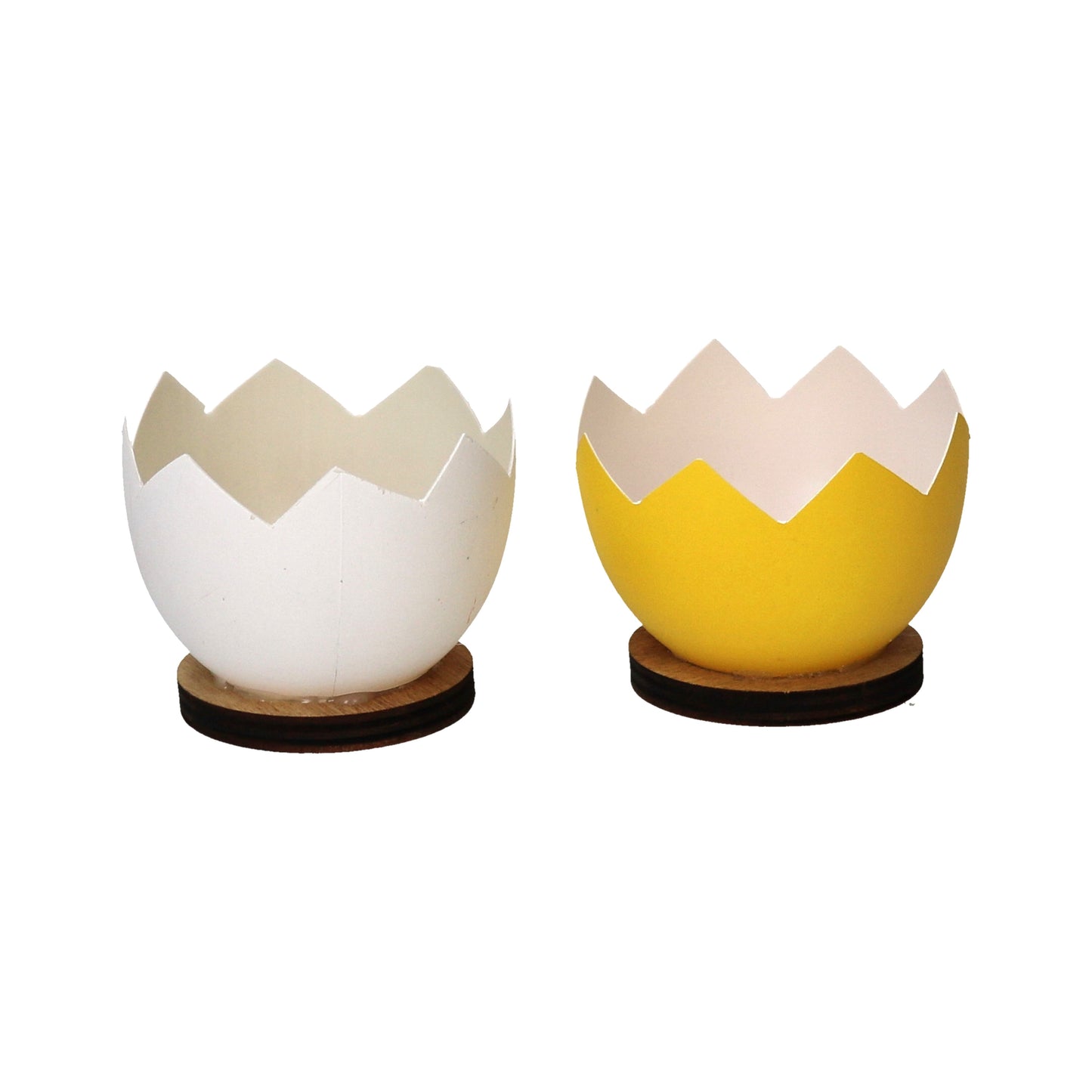 Figur Eierschale auf Sockel weiß/gelb 5,5 cm