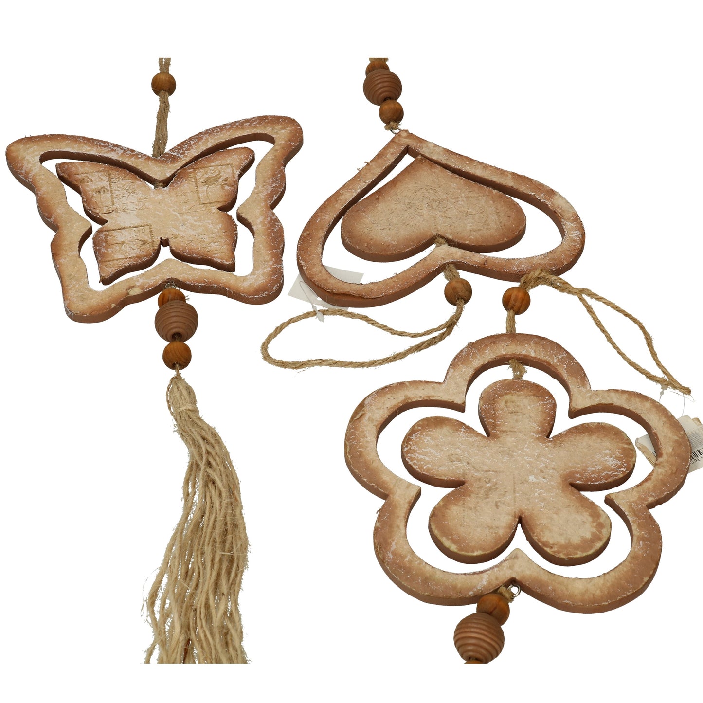 Hänger Blume/ Herz/ Schmetterling braun 18 cm Holz