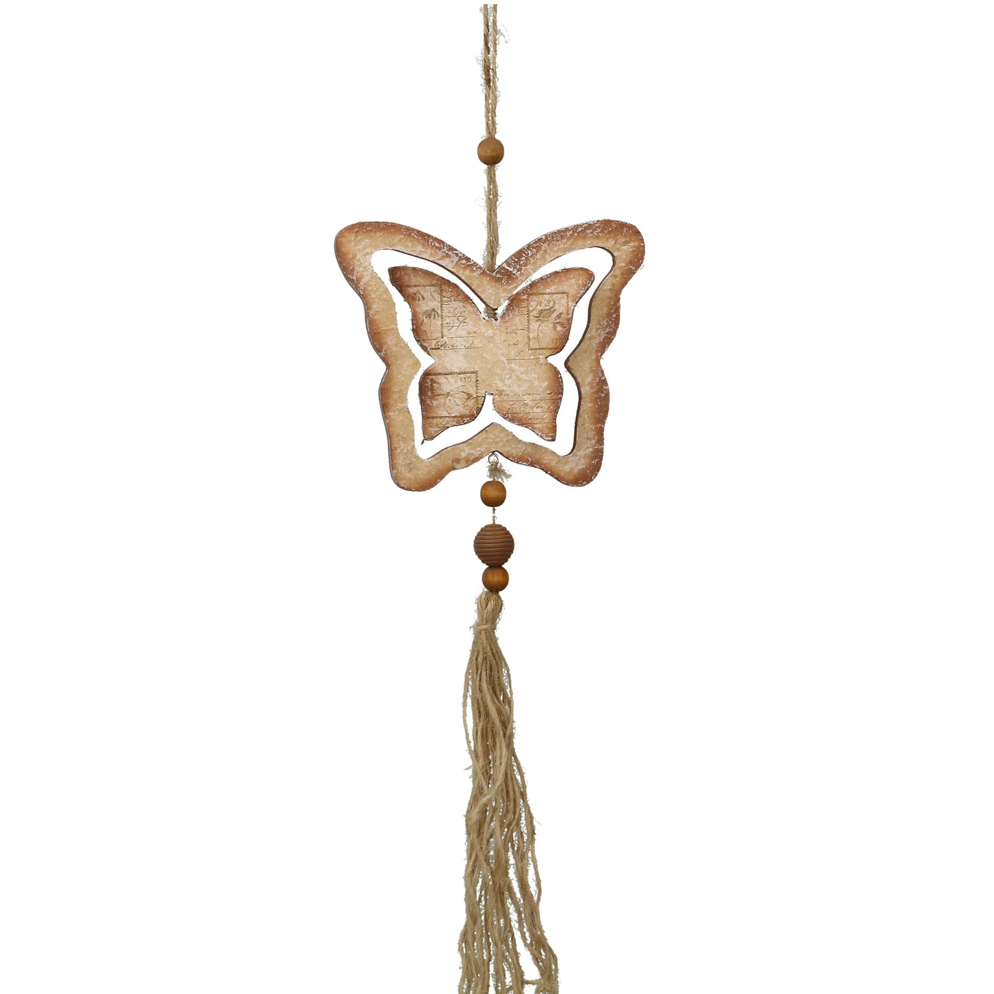 Hänger Blume/ Herz/ Schmetterling braun 18 cm Holz