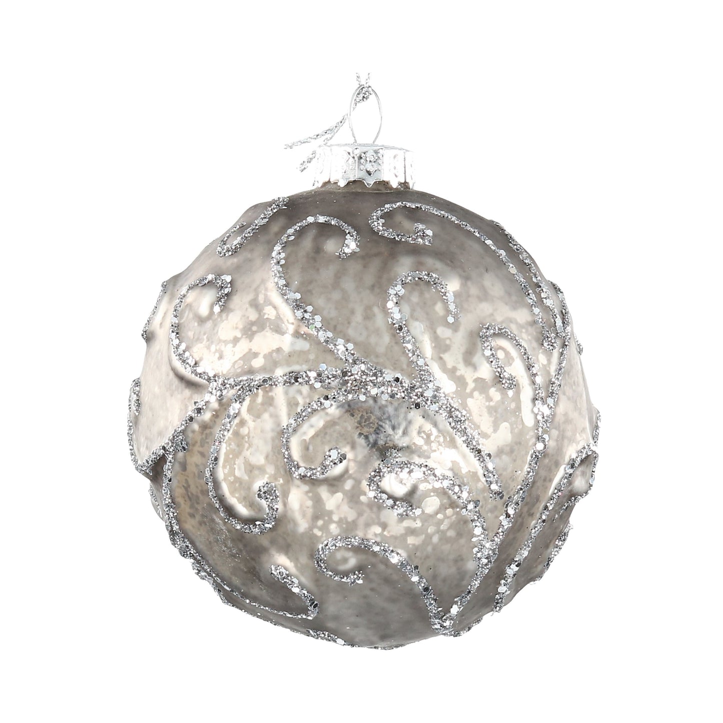 Kugel silber taupe Giltzer Glas 8 cm