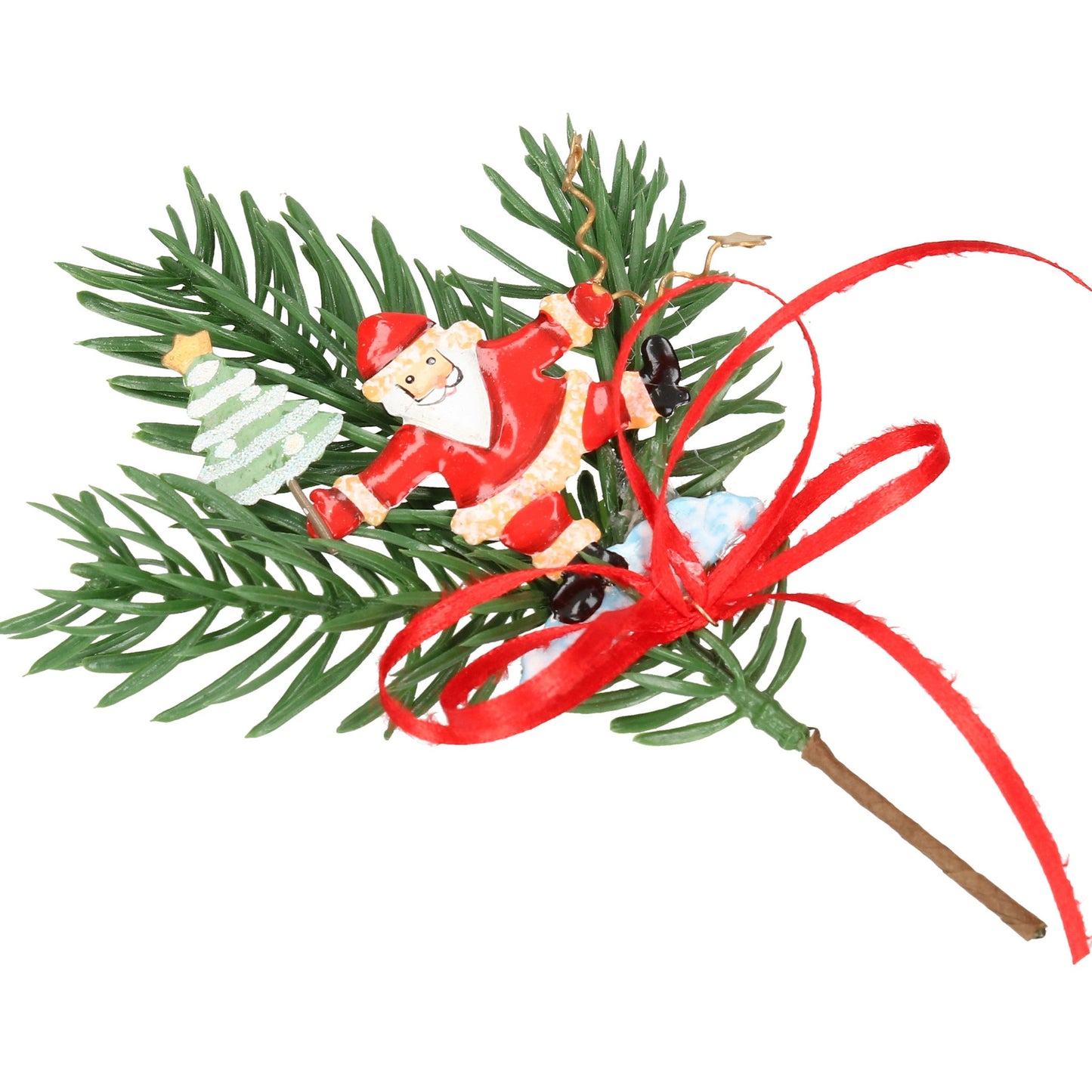 Pick Tannenzweig rote Schleife 16 cm