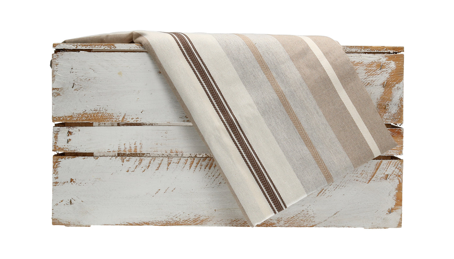 Tischdecke braun/beige gestreift 135x240cm