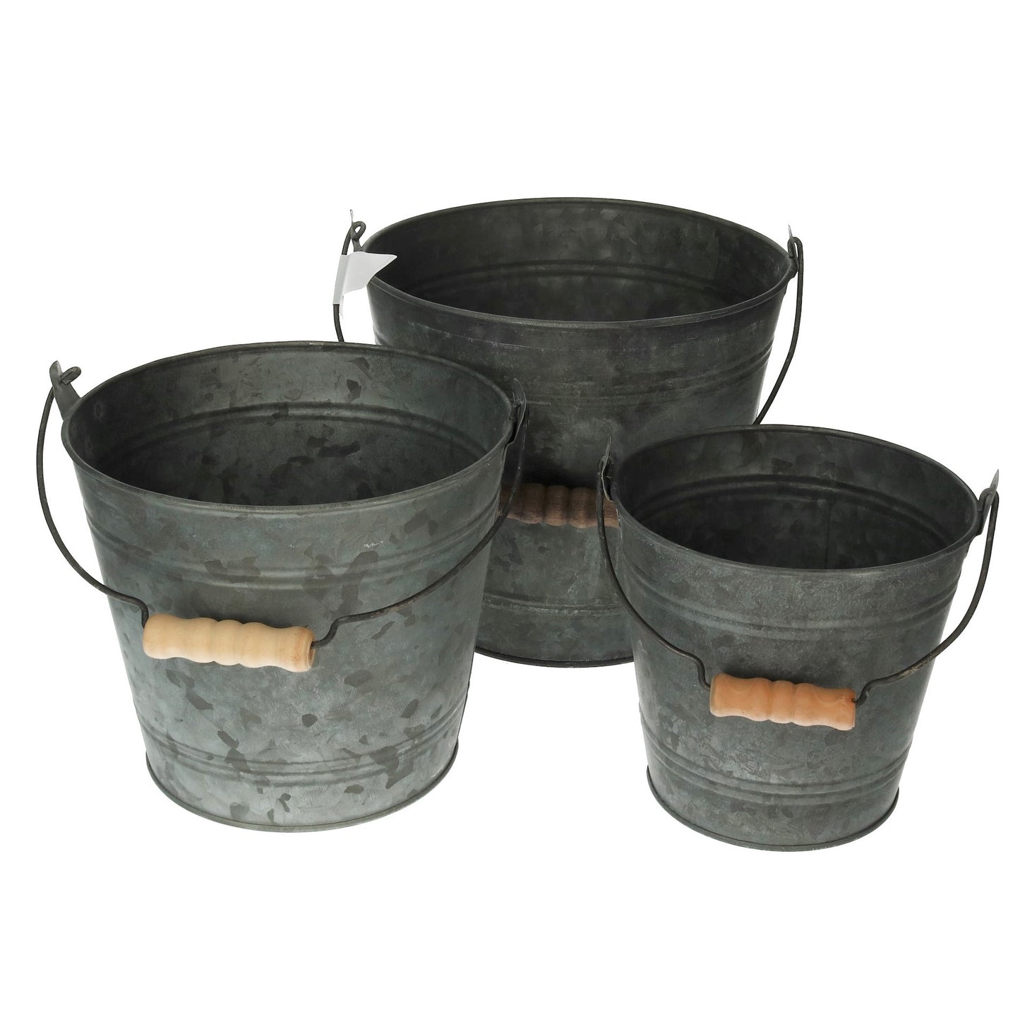 Metall Zink Eimer grau 3er Set