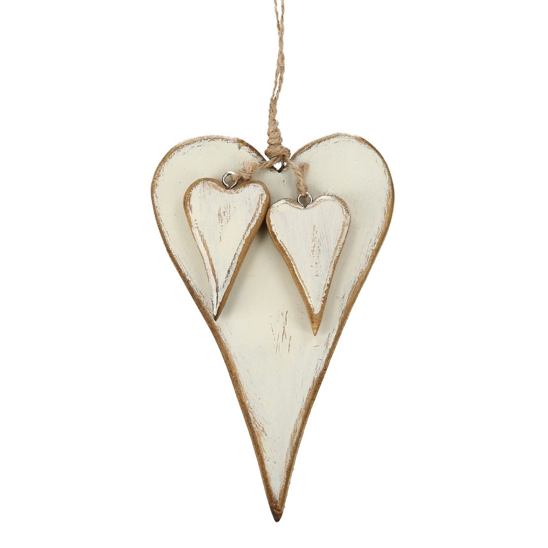 Hänger Holz 3 Herzen shabby chic