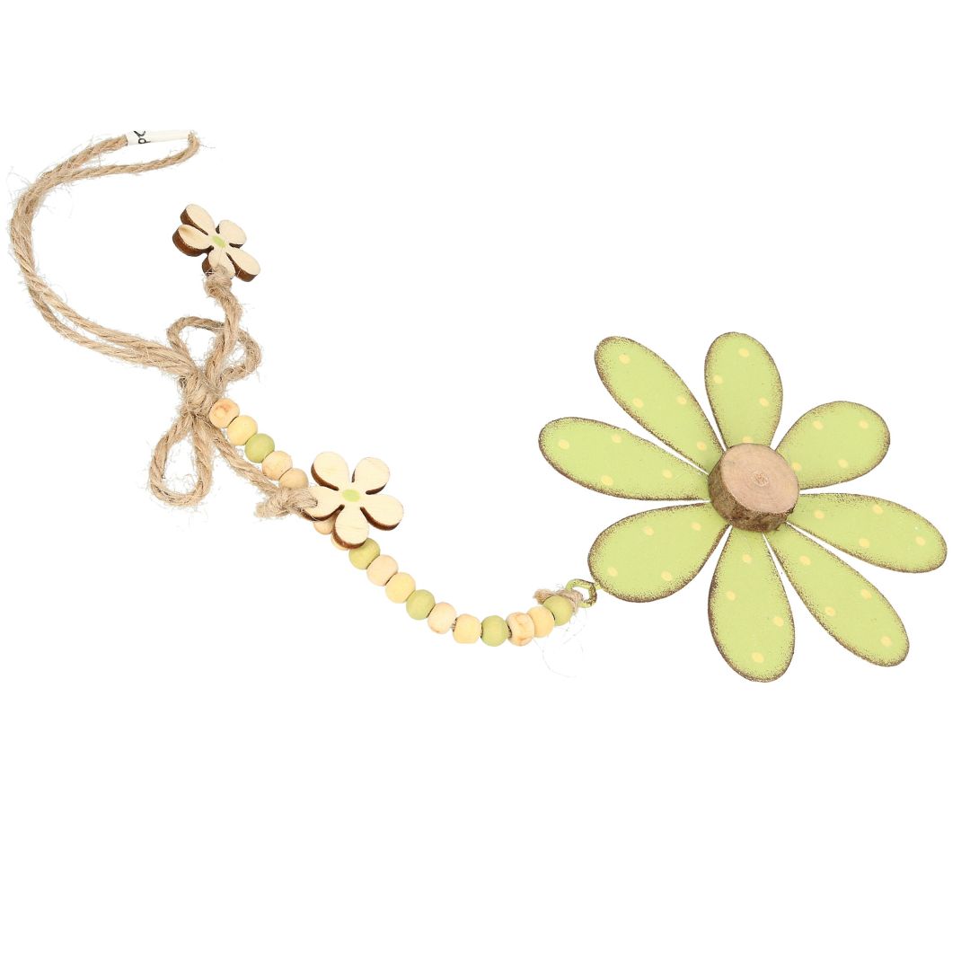 Hänger Blume mit Perlen grün Metall