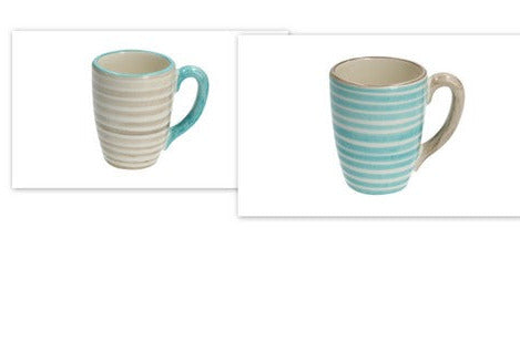 Tasse türkis/beige gestreift 2 Modelle