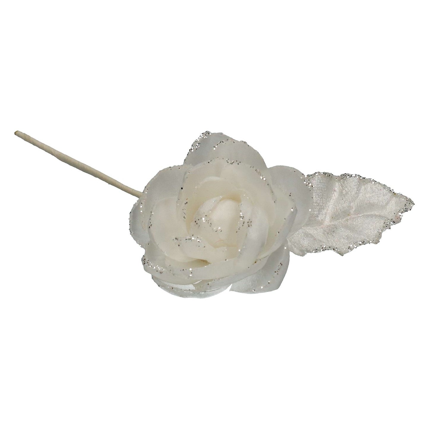 Blüte Rose weiß mit Silberrand 5 cm