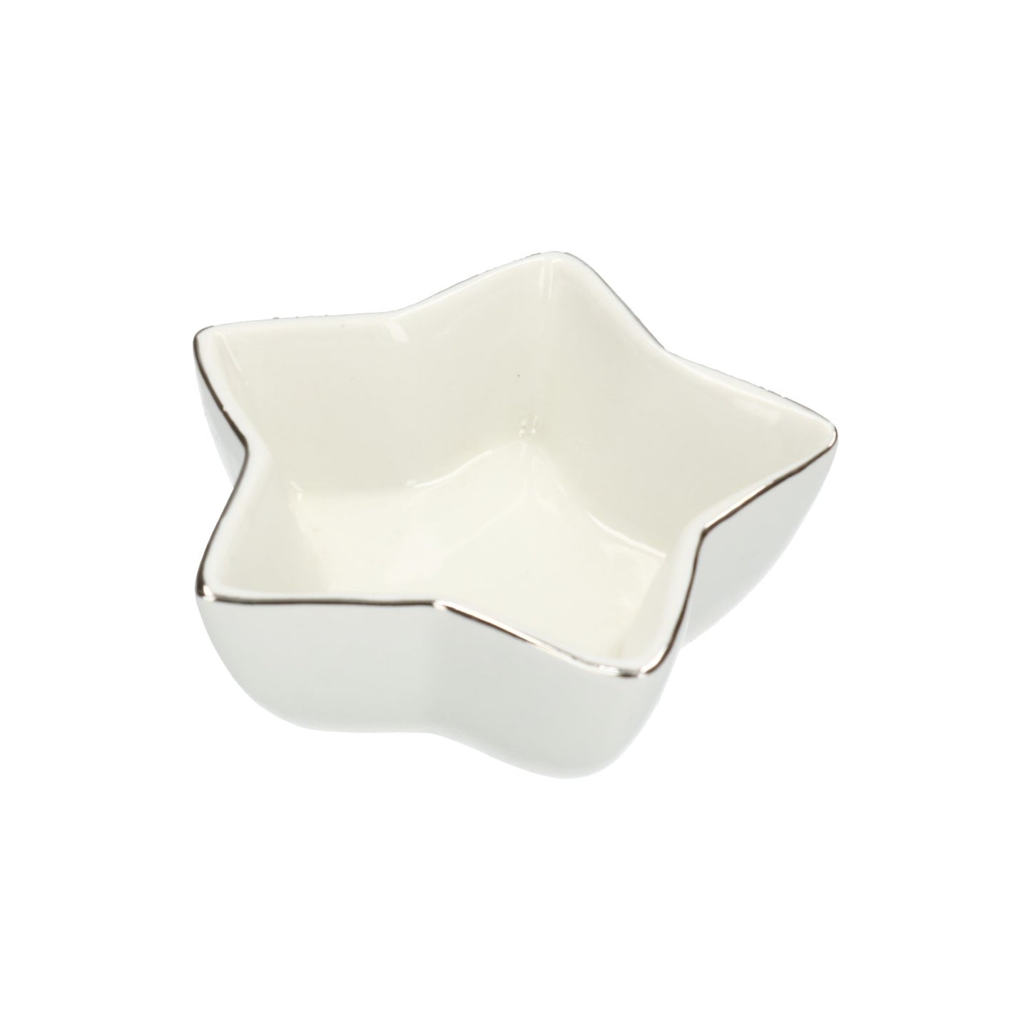 Keramik Schale Stern weiß mit Silberrand