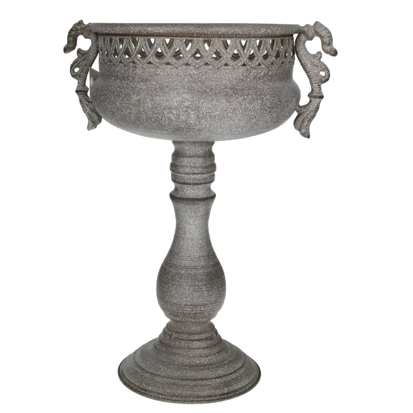 Metall Schale auf Fuß grau