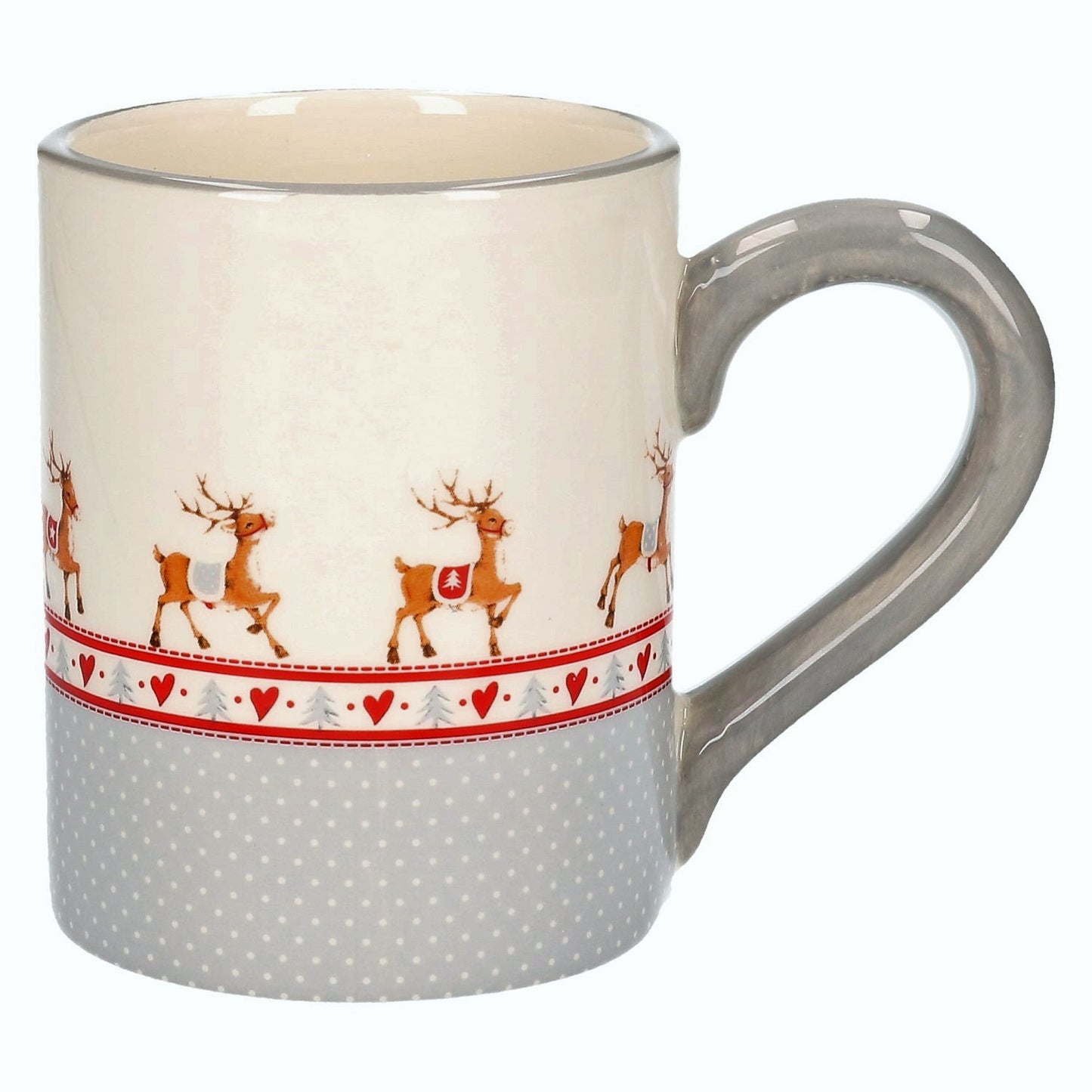 Keramik Tasse Rentier grau/weiß