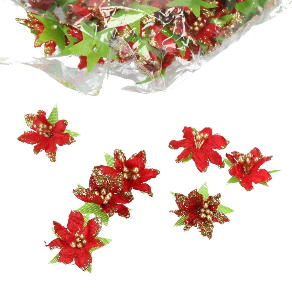 Aufleger Weihnachtsstern rot/gold 3 cm