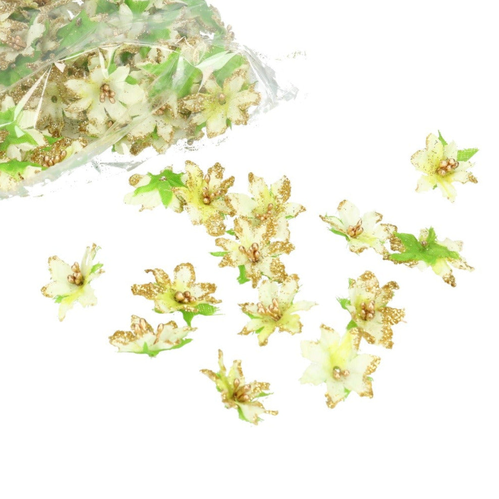 Aufleger Weihnachtsstern weiß/gold 3,5 cm